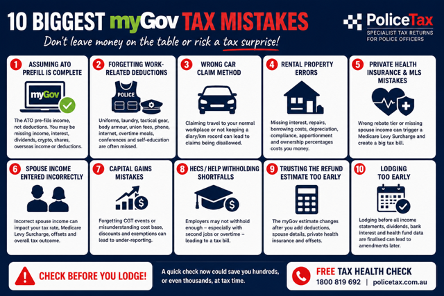 Top myGov Tax Mistakes Police Make